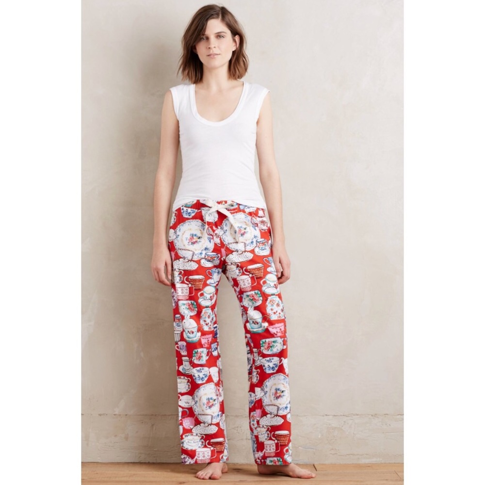 Anthropologie Lilka Tea Cup Flannel Pajama Bottoms